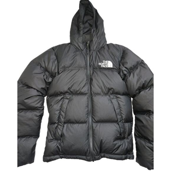 The North Face 700 Down Nuptse Puffer CLASSIC BLACK Jacket XS Pockets Hoodie - Picture 1 of 16
